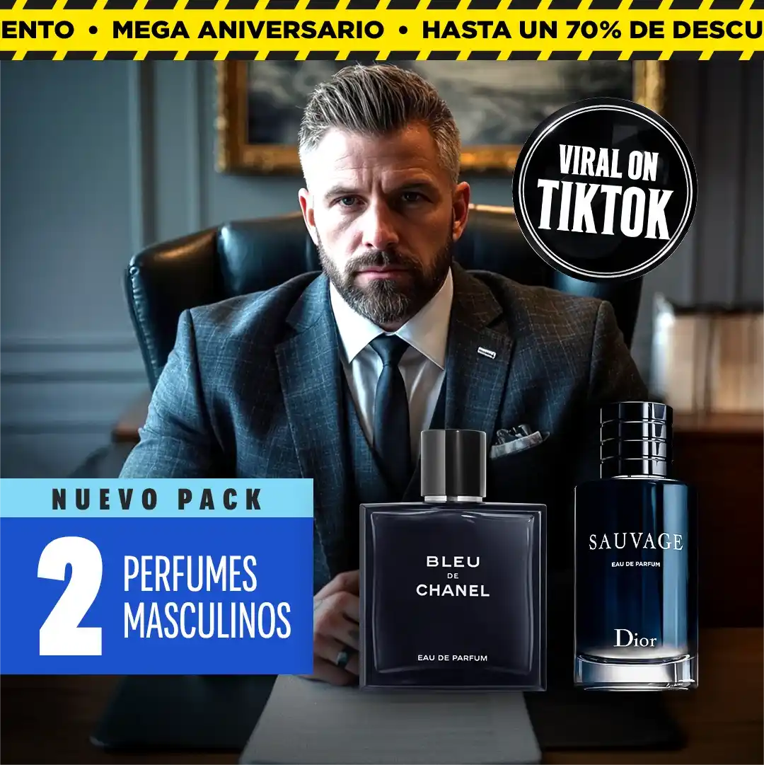 ¡PAGA 1 Y LLEVA 2! – Pack Masculino Exclusivo de Perfumes Premium: Bleu de Chanel y Sauvage (Eau de Parfum, 100 ml cada uno)